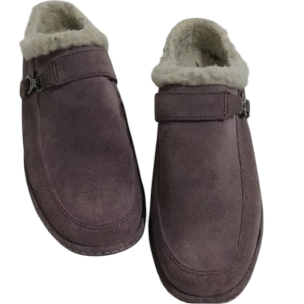 Ladies Suede Winter Lined Mule Slides Size 9